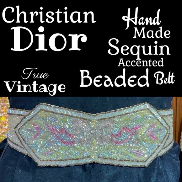 Dior Accessories - ▪️VTG▪️CHRISTIAN DIOR▪️1980's RARE Handmade Sequin Pearl Accented Beaded Belt